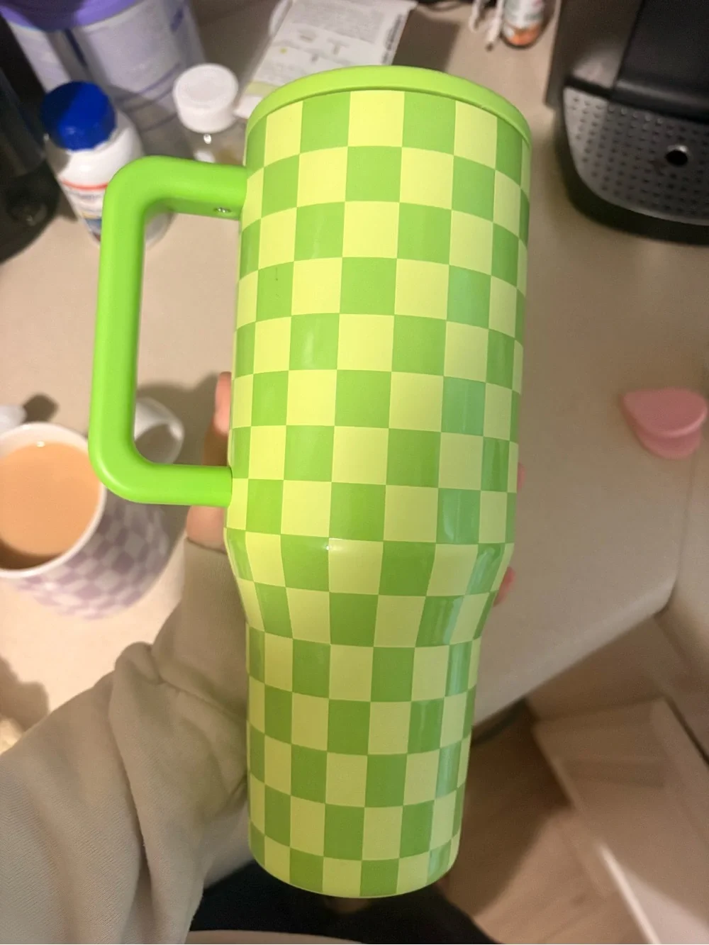 HydroJug Green Checkered Travel Mug - Lime Green 40oz